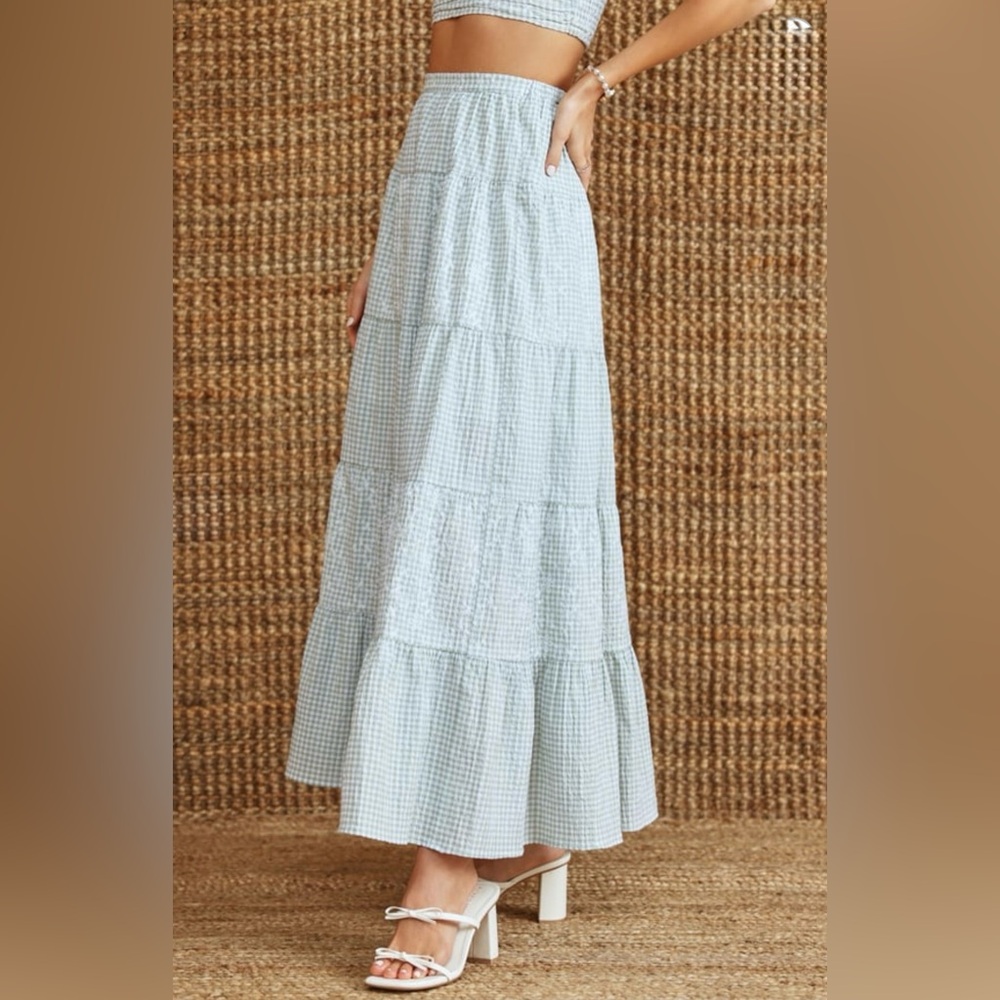 NWT Altar’d State Fleur Gingham Maxi Skirt - Picture 4 of 6